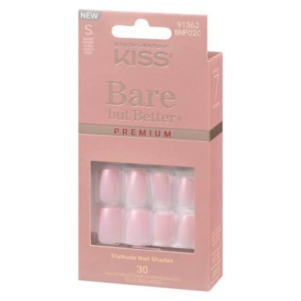 KISS Bare but Better Premium TruNude Press-On Nails Short Square Pink 30 Count